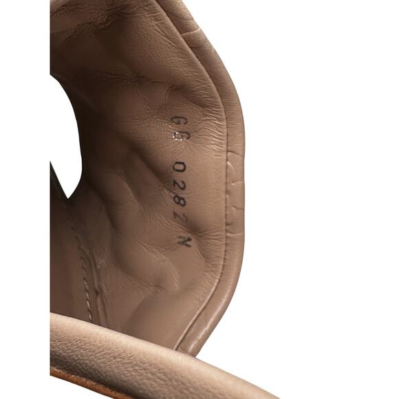 LOUIS VUITTON Revival Nude Lambskin Embossed Monogram Heels Slides Mules 39 - Picture 7 of 9